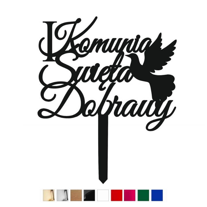 Topper na komunię z imieniem I Komunia Święta IMIĘ kolory