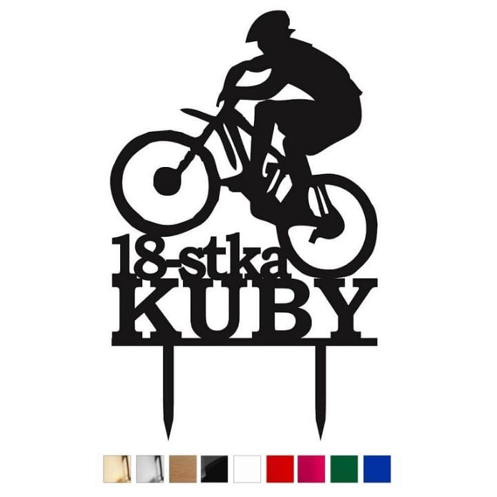 Topper na urodziny dla rowerzysty z imieniem i dowolną liczbą ROWER - kolory